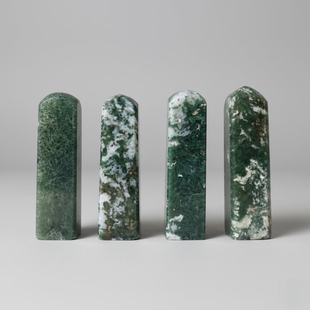 Moss agate square loti crystal tower