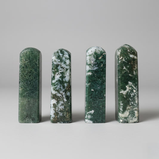 Moss agate square loti crystal tower