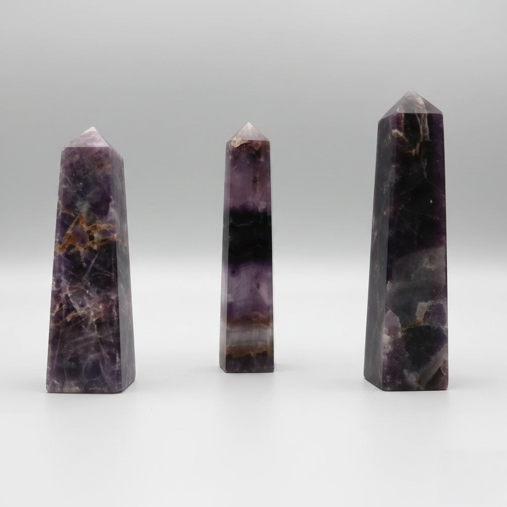Amethyst crystal tower for spiritual decor
