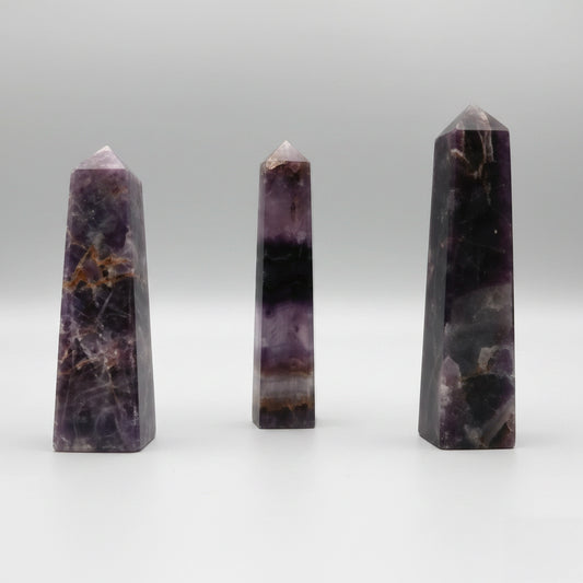 Amethyst crystal tower for spiritual decor
