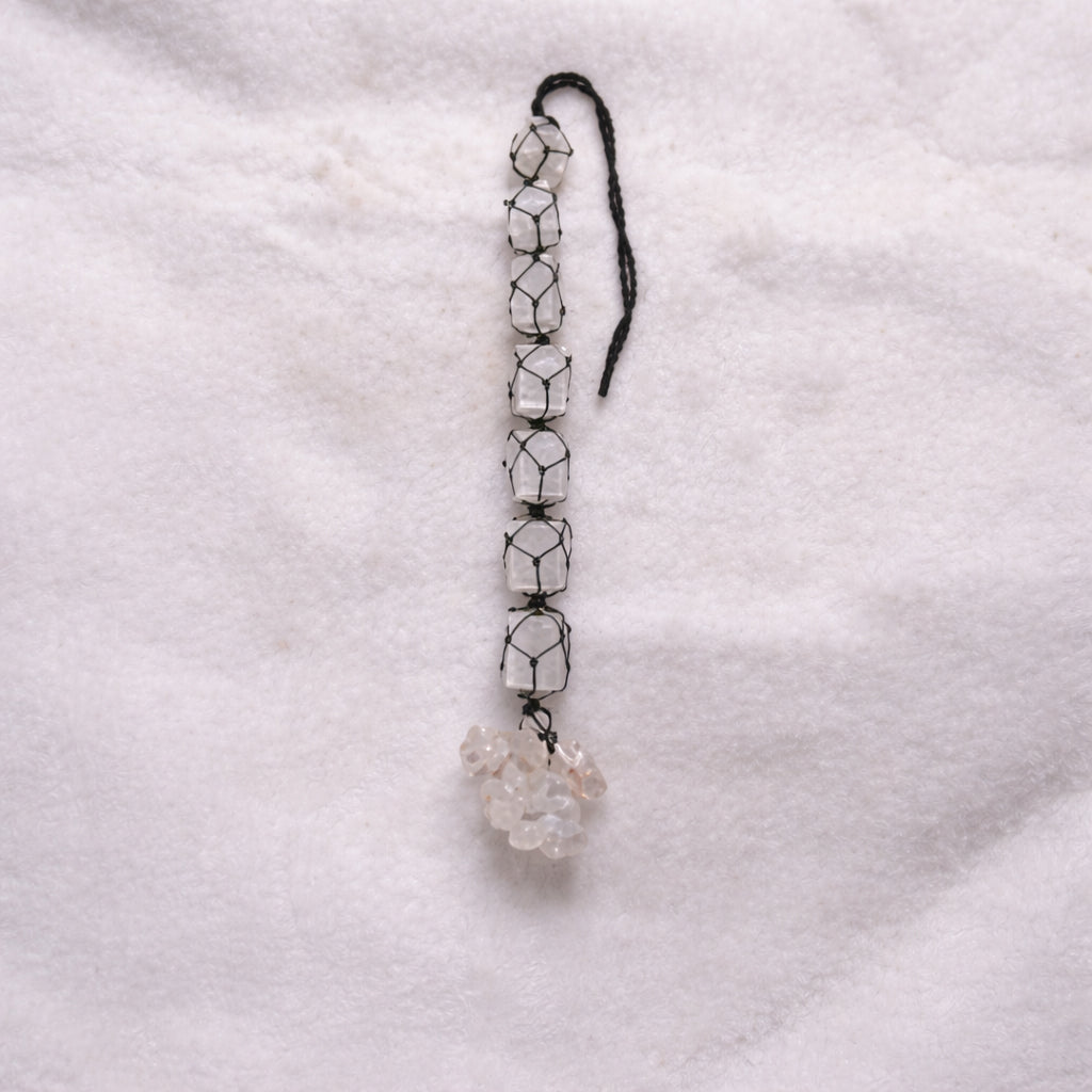 selenite crystal hanging for calm and purified energy