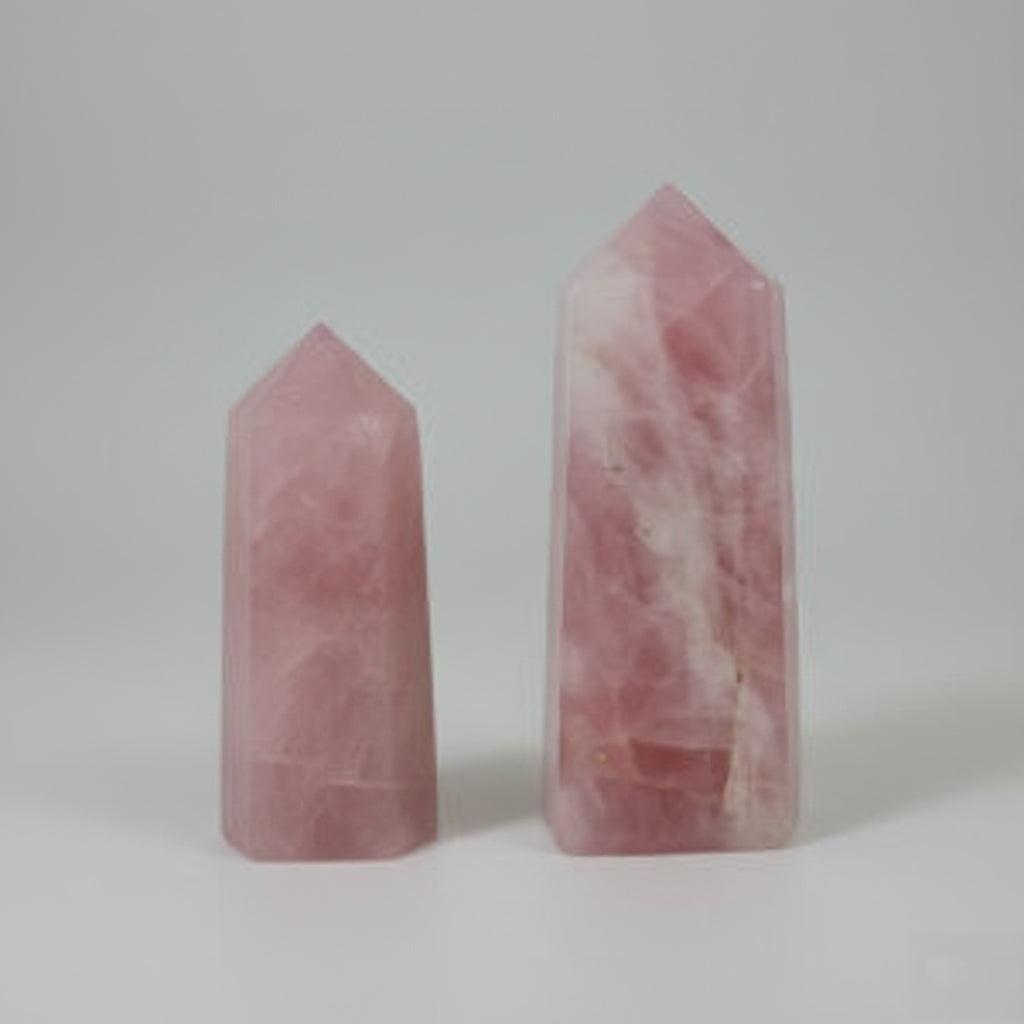Rose quartz crystal tower for decor