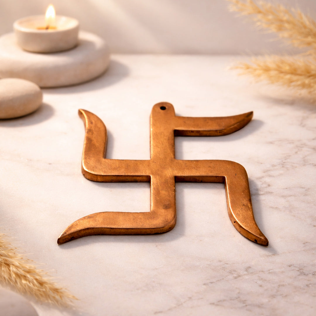 copper swastika symbol for auspiciousness and positivity