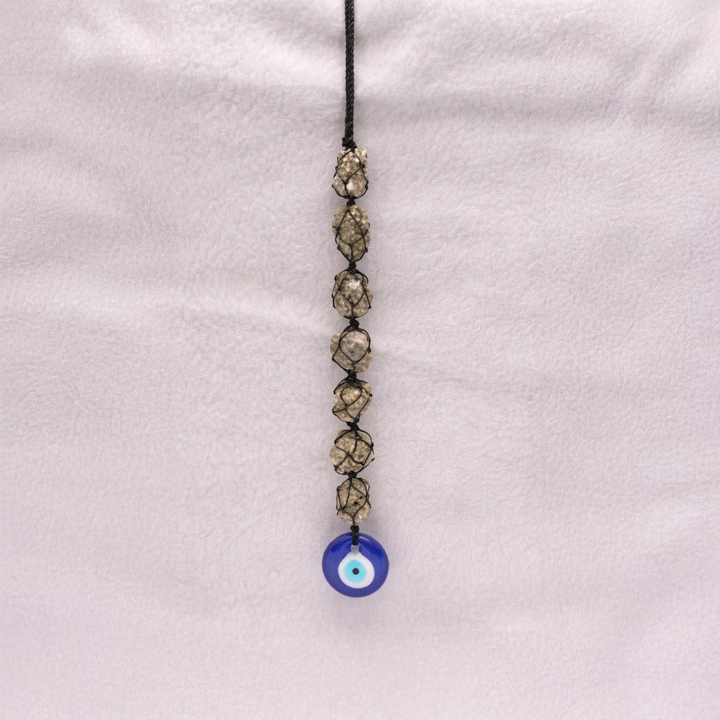 pyrite evil eye hanging for protection and confidence