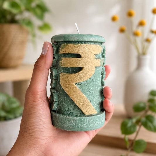 Rupee Candle with Gold Paint (Flakes)