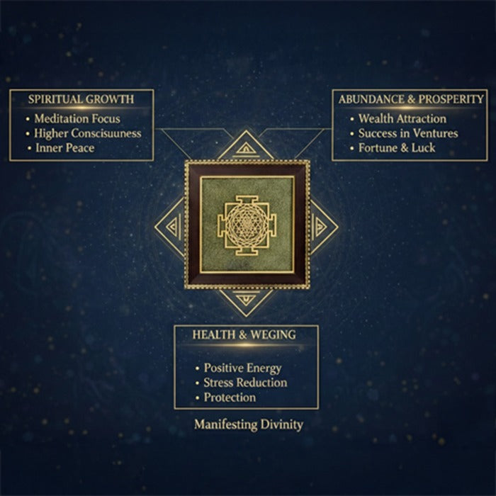 Shree Yantra on Raw Pyrite Frame