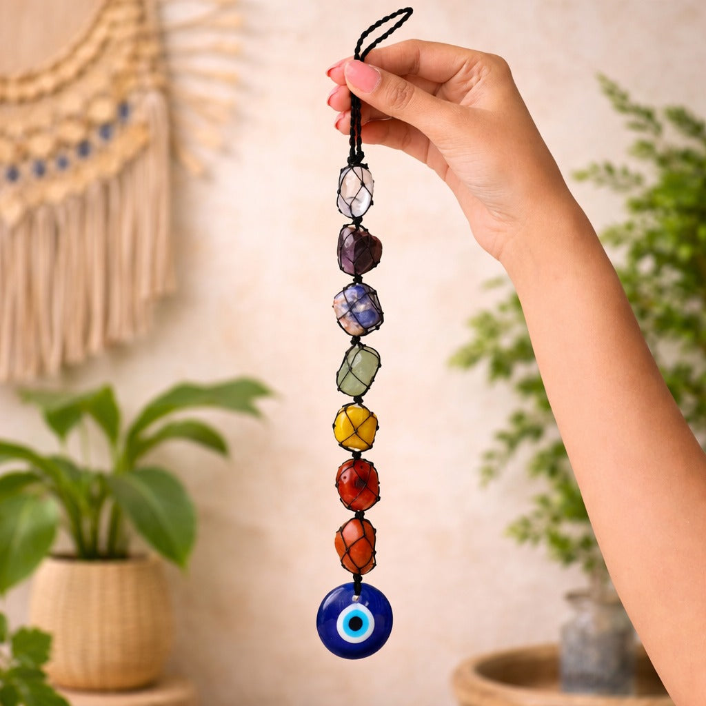7 Chakra Tumble Hanging With Evil Eye