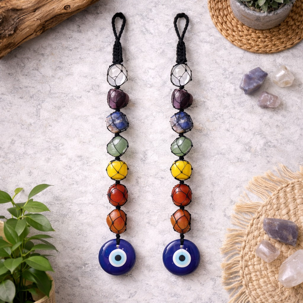 7 Chakra Tumble Hanging With Evil Eye