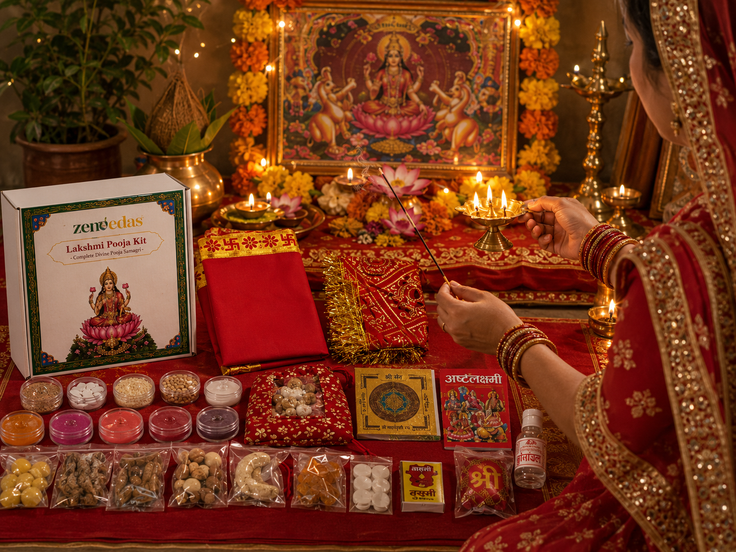 ZENVEDAS Complete Laxmi Pooja Kit with Shree Yantra