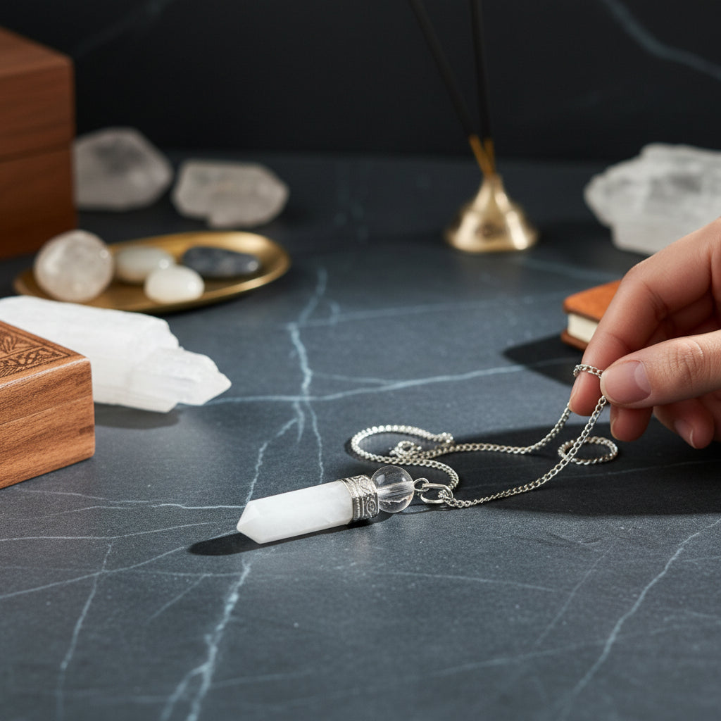 Selenite Crystal Stone Pencil Pendulum