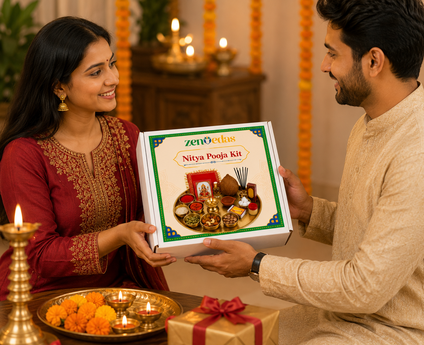 ZENVEDAS Complete Nitya Pooja Kit with Aarti Sangrah
