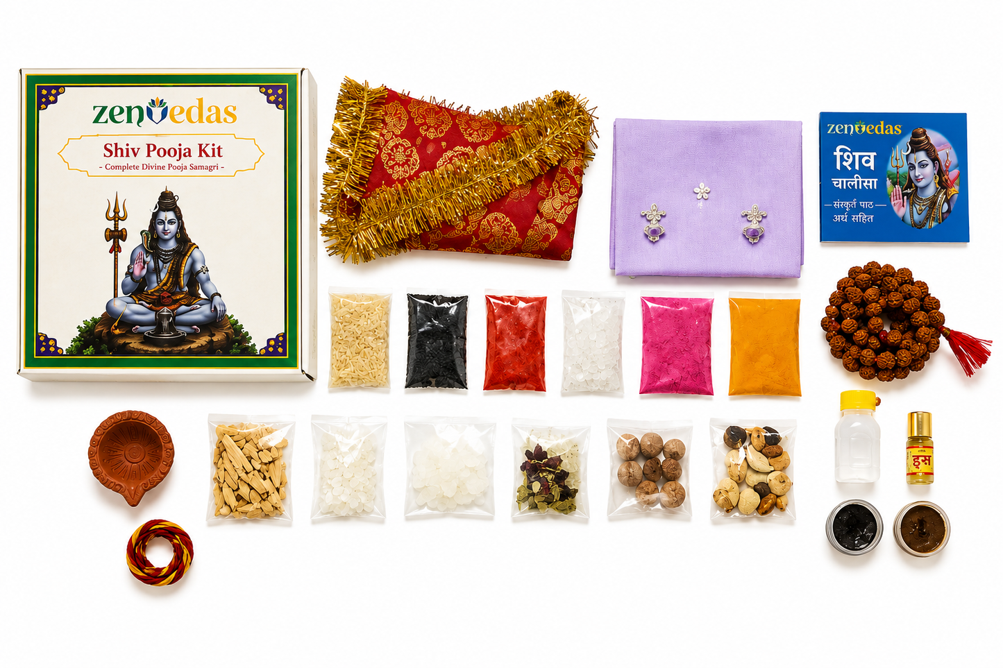 ZENVEDAS Complete Shiv Pooja Kit with Shiv Chalisa
