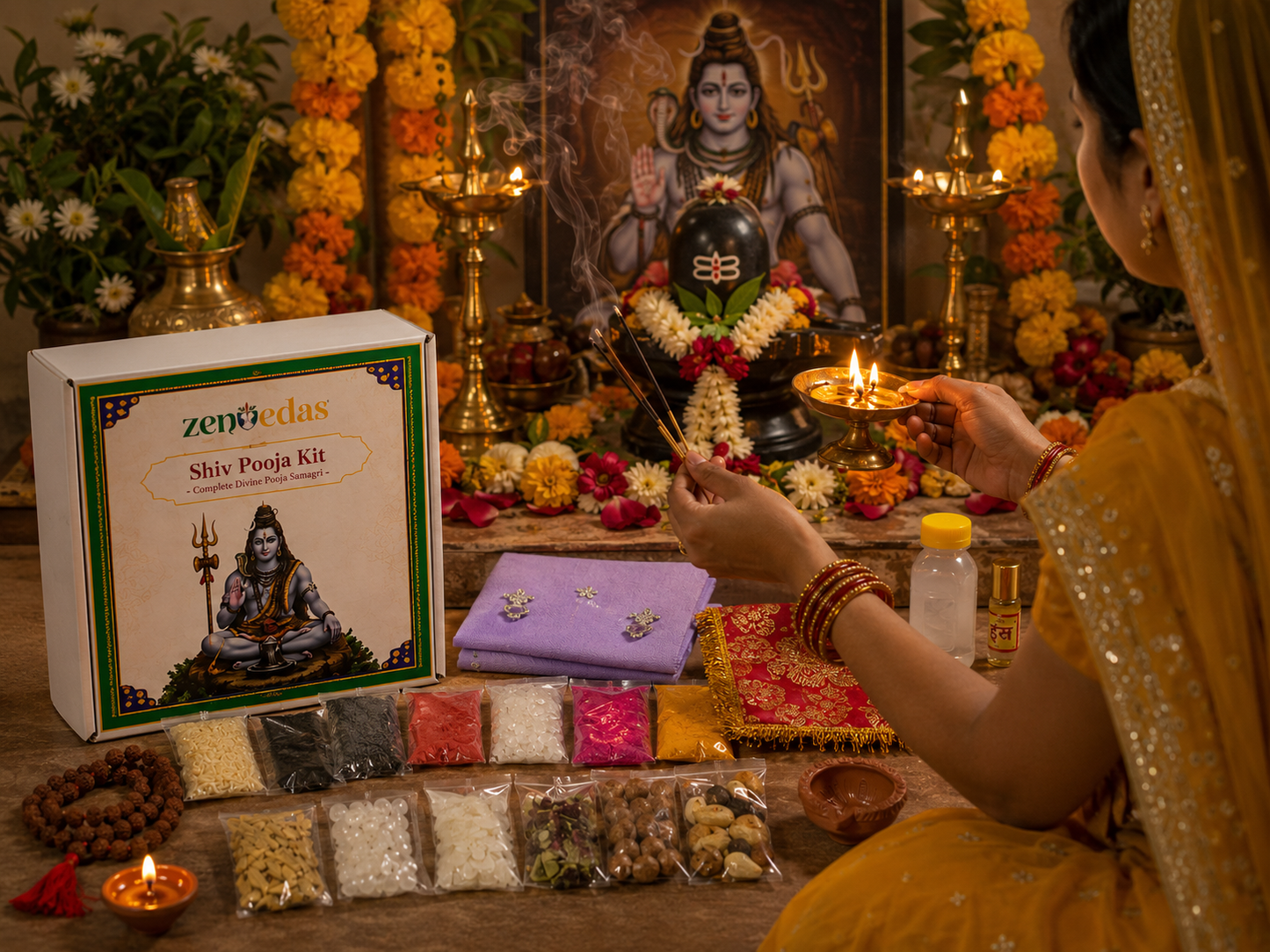 ZENVEDAS Complete Shiv Pooja Kit with Shiv Chalisa